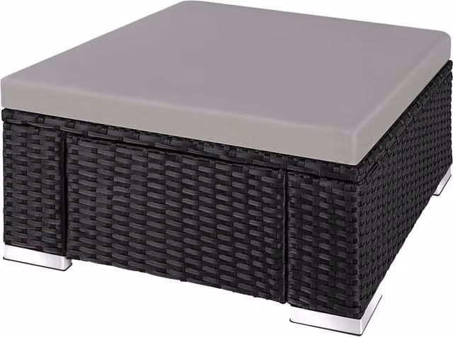 Tectake Modern Rattan Stool in Black and Grey
