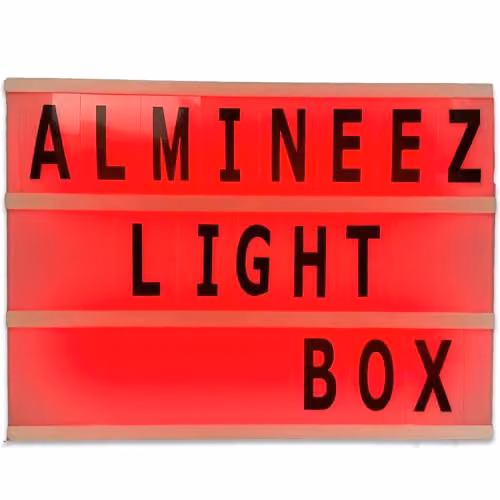 Almineez A4 Colour Changing Cinematic LED Light Up Box with Letters, Numbers and Symbols in Black, White or Multicolour – 4