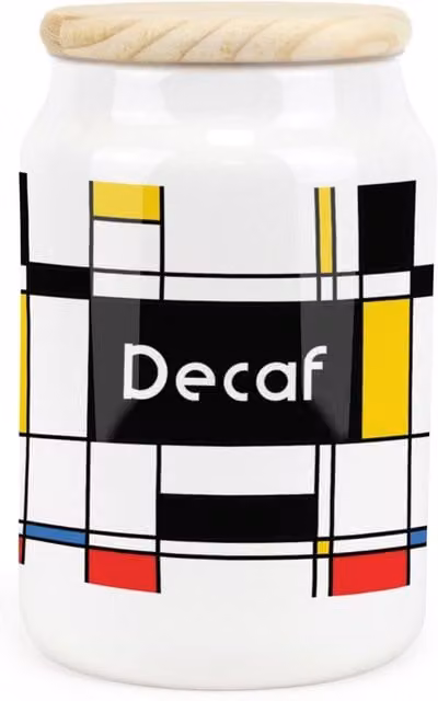Purely Home Retro Art Deco Ceramic Decaf Storage Canister in Black, White and Multicolour