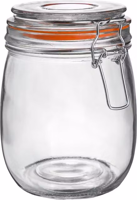 Argon Tableware Transparent Glass Storage Jar with Orange Seal, 0.75 l