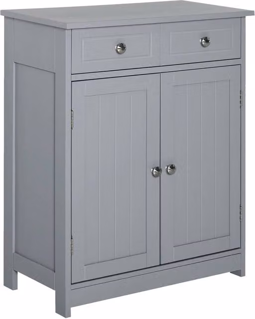 FORGEVIO Grey Freestanding Bathroom Floor Storage Cabinet with Internal Drawers and Shelves, W/D/H: 30 x 30 x 75 cm – 1