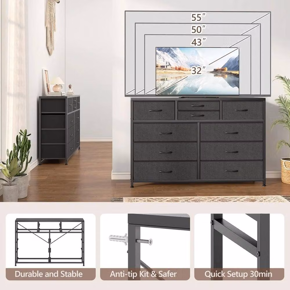 VOGREX 10 Drawer Freestanding Storage Organiser Unit in Black – 4