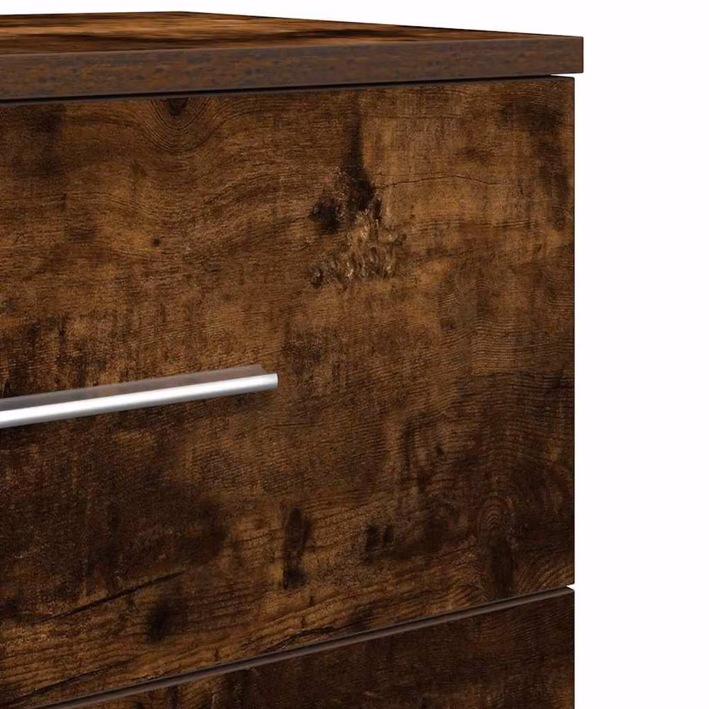 Berkfield Home Set of 2 Durable Bedside Cabinets with 2 Drawers in Smoked Oak Brown, W/D/H: 40 x 36 x 50 cm – 7
