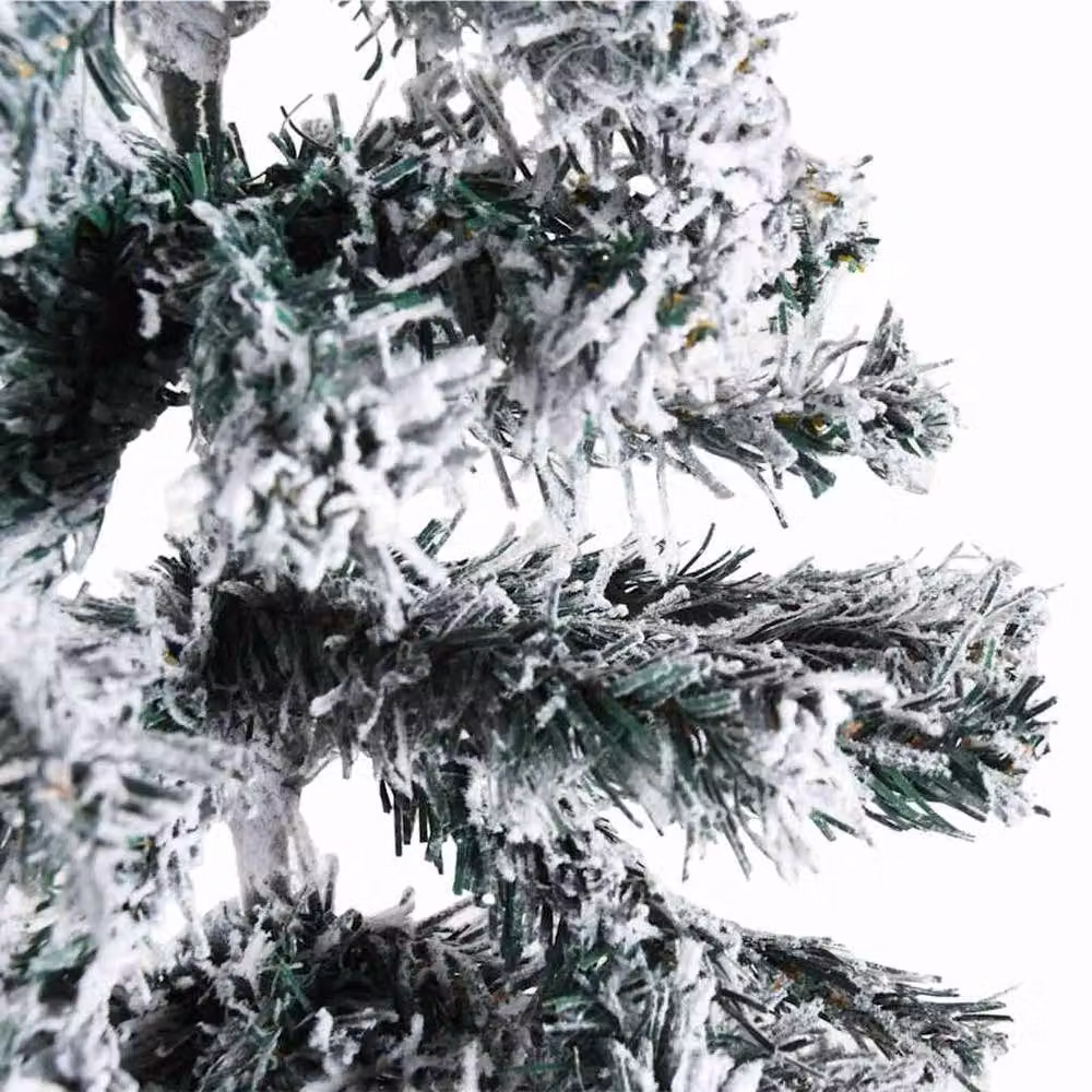 Berkfield Home Slim Artificial Half Christmas Tree with Flocked Snow in Green and White, Height: 150 cm – 3
