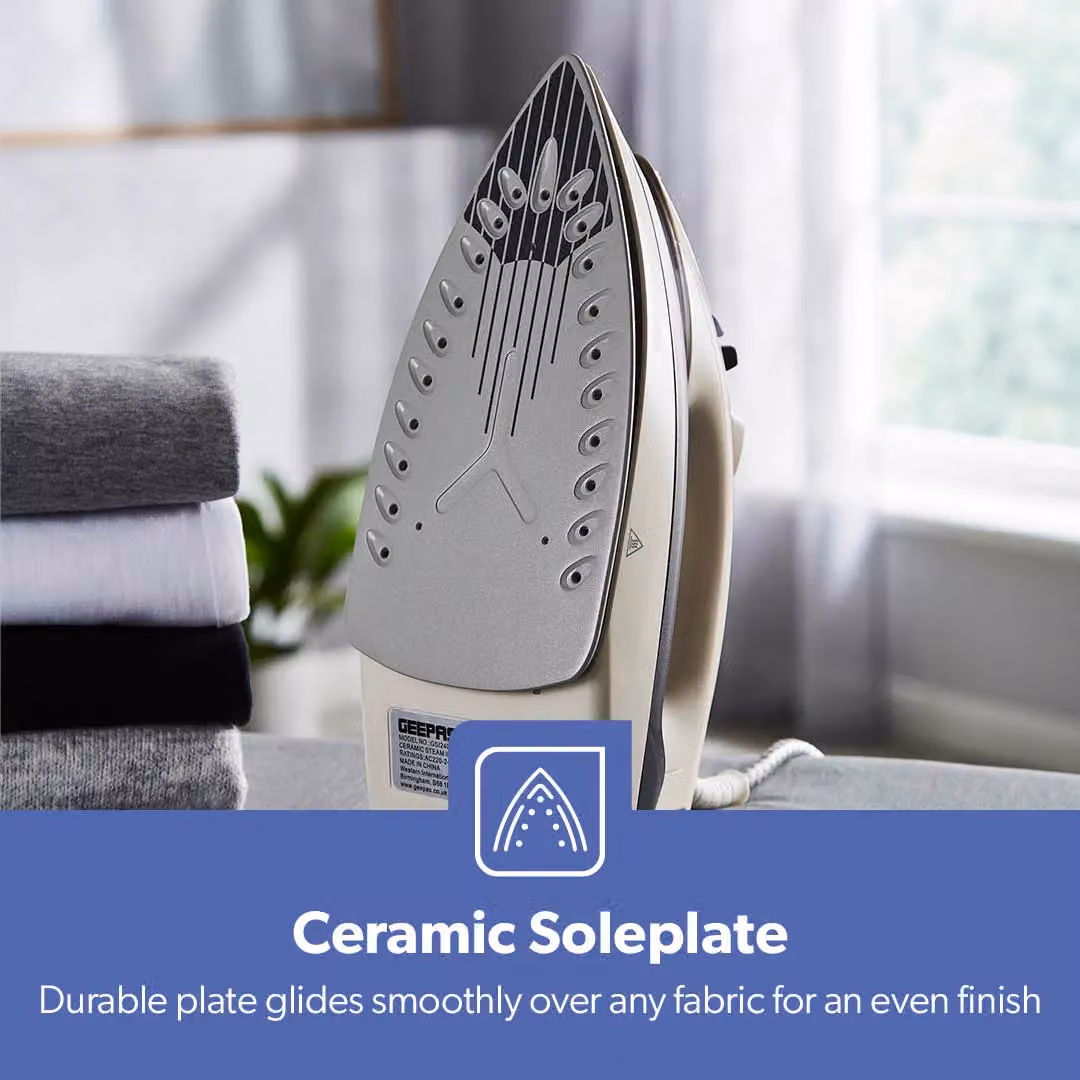 Geepas 2200W Steam Iron with Ceramic Non-Stick Soleplate in Black – 4
