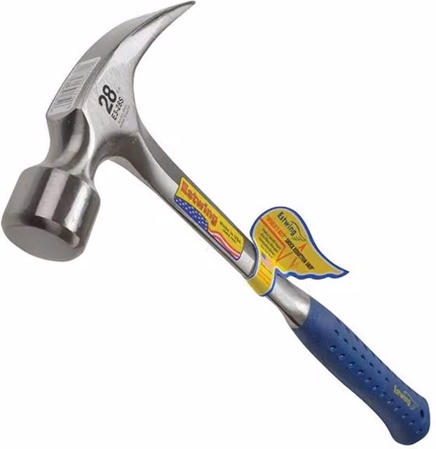 Estwing Forged Steel Straight Claw Framing Hammer with Vinyl Grip in Blue, Silver and Multicolour