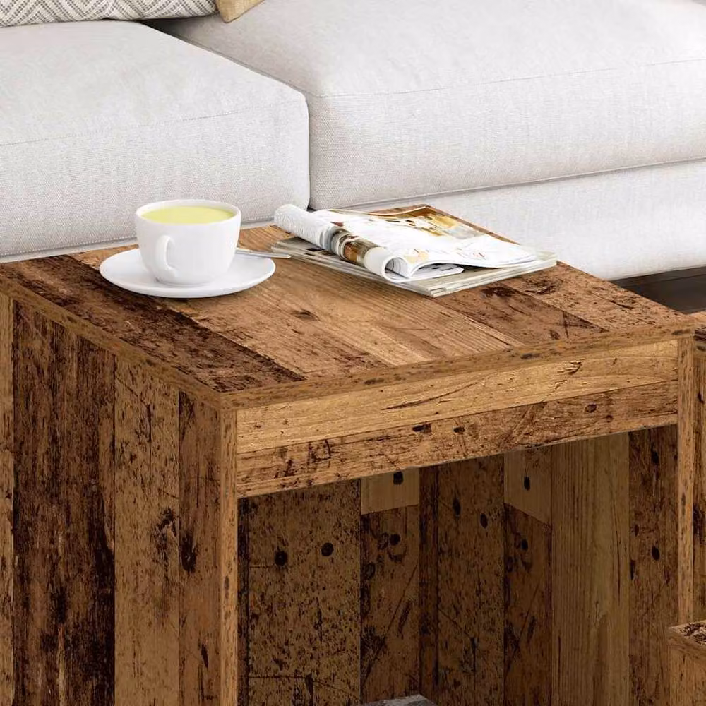 Berkfield Home Nesting Tables, 3 Piece Set in Brown Old Wood Finish – 3