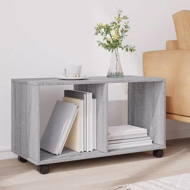 Berkfield Home vidaXL Rolling Cabinet in Grey Sonoma, W/D/H: 72 x 33 x 42.5 cm