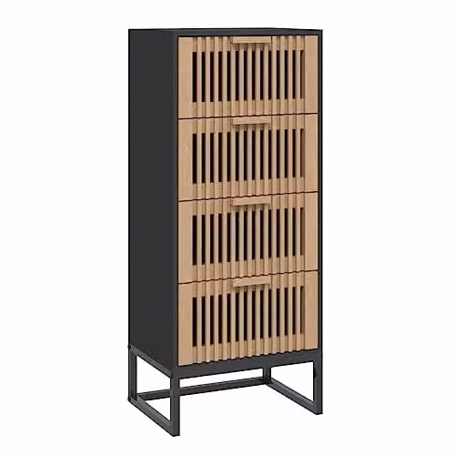 vidaXL Scandinavian Wall Mounted Highboard in Black with Internal Shelves and Drawers, W/D/H: 40 x 30 x 95 cm – 1