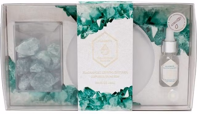 KDMK Round Green Fluorite Crystal Stone Aroma Diffuser Tray for Tabletop
