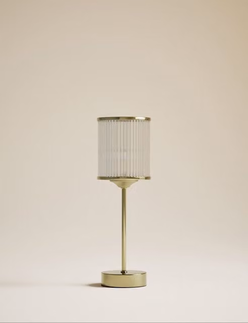 M&S Monroe Rechargeable LED Table Lamp in Gold/Brass with Warm White Light
