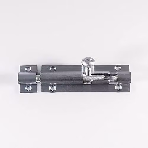 Loops Straight Barrel Surface Mounted Door Bolt Lock in Silver, 102 x 32 mm