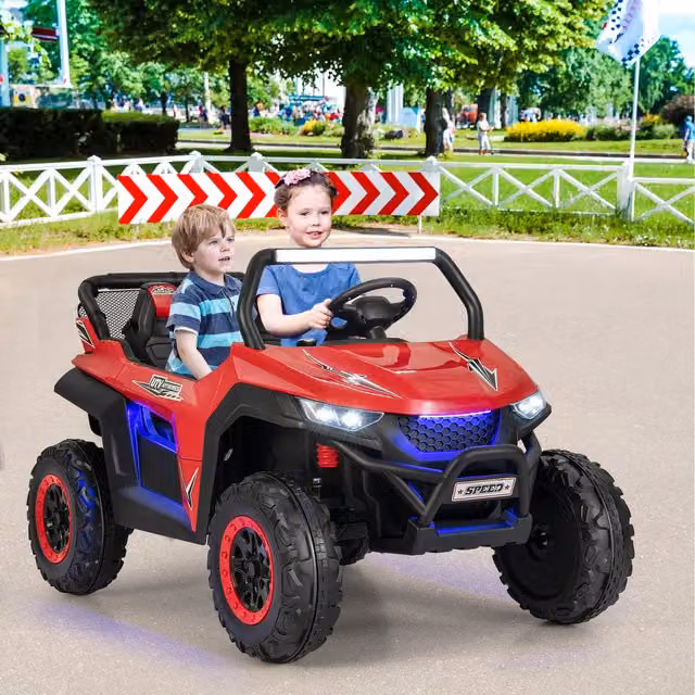 Costway Kids Electric Ride On UTV with Light and Sound in Red