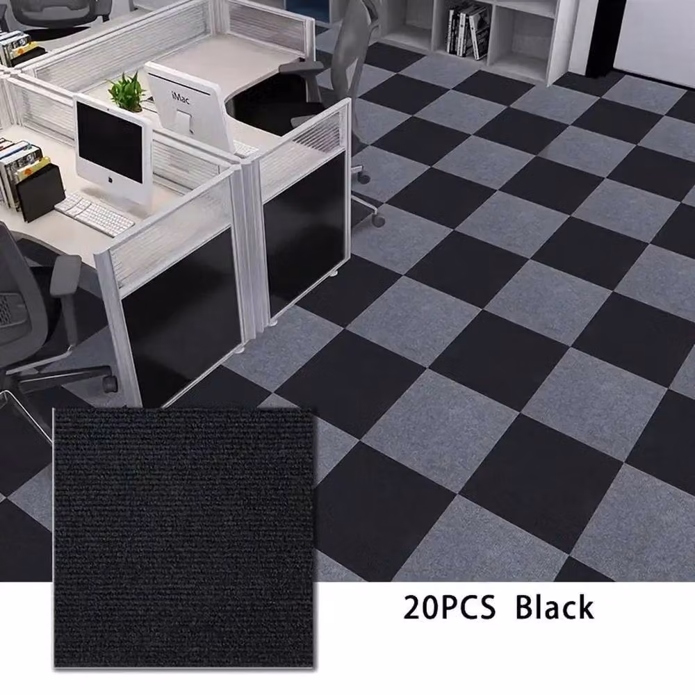 PAWNORA 20pcs Black Polyester Carpet Tiles – 4