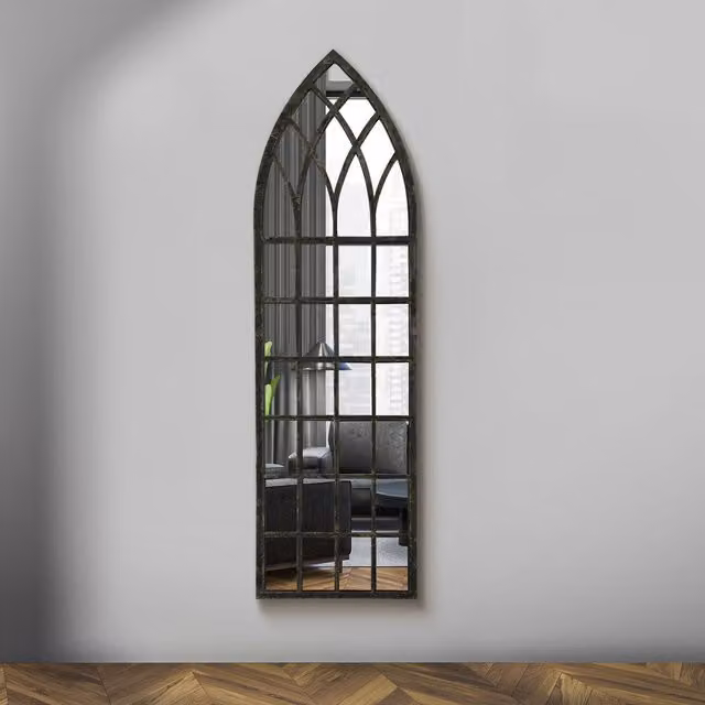 MirrorOutlet Antique Style Black Metal Wall Mirror
