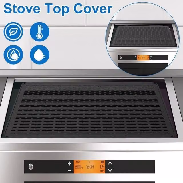 EONLION Black Silicone and Glass Electric Induction Hob Stove Cover Protector, Width: 100 cm