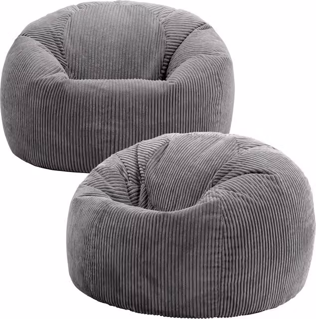 ICON Kingston Classic Corduroy Beanbag 2 Pack in Grey – 2