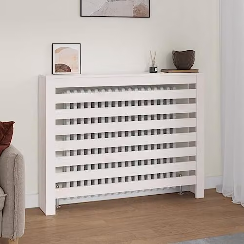 vidaXL White Lacquered Pine Radiator Cover W/D/H: 108.5 x 19 x 84 cm – 2