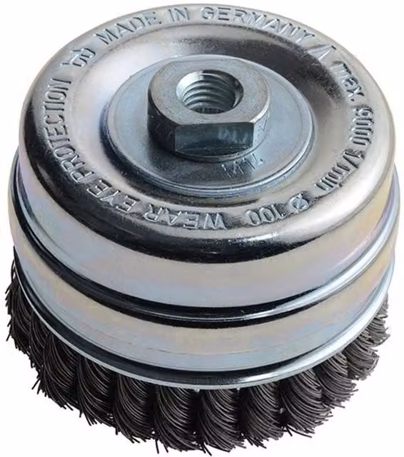 Lessmann Knot Cup Brush in Silver and Multicolour with Stainless Steel Metal Bristles – 1