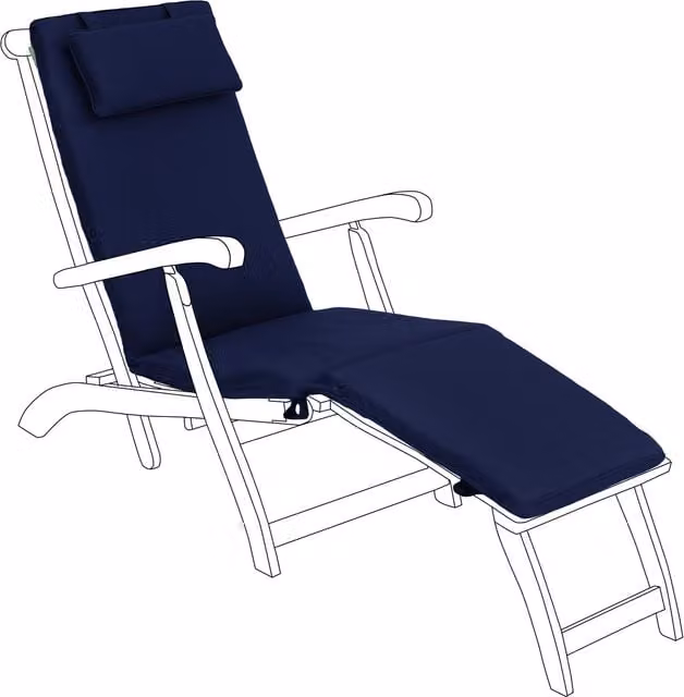 Gardenista Rectangular Outdoor Steamer Chair Cushion and Sun Lounger Seat Pad in Blue