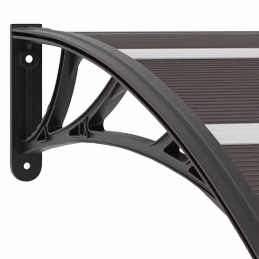 Berkfield Home Black Polycarbonate Door Canopy W: 200 cm, D: 100 cm – 3