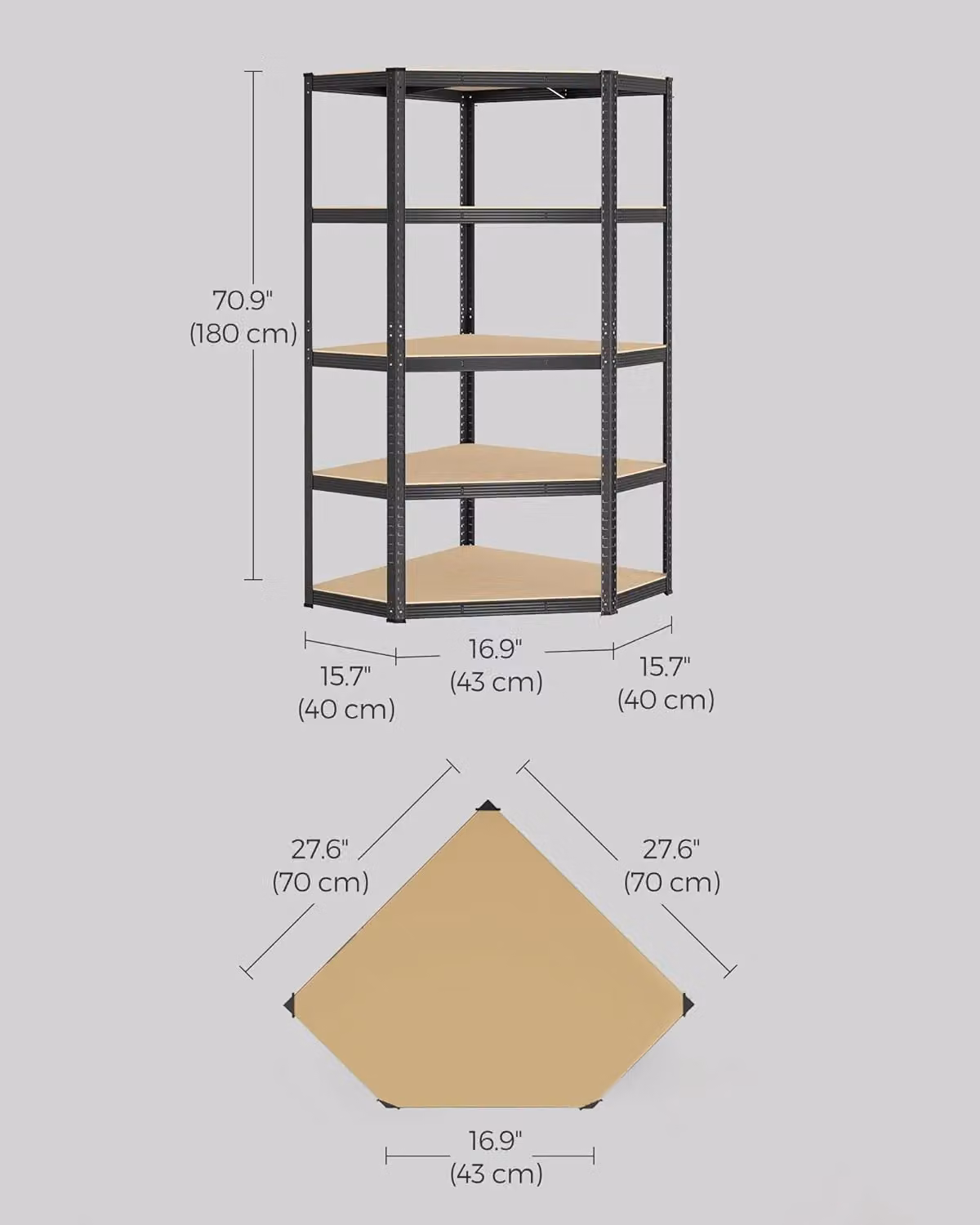 SONGMICS Heavy Duty 5 Tier Metal Corner Shelf for Garage or Shed, Black – 2