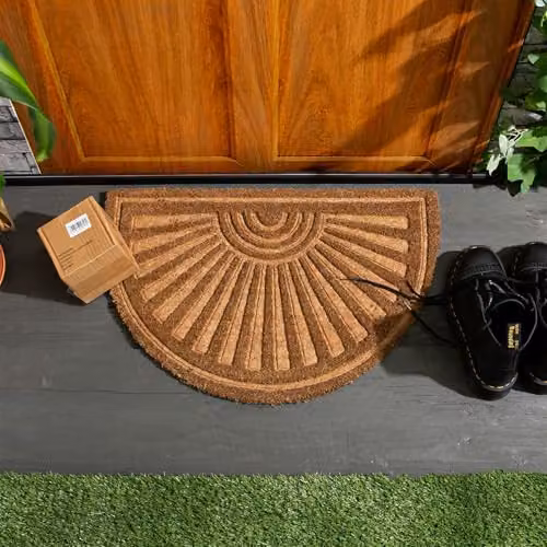 Nicola Spring Half Moon Coir Door Mat, Brown, W/D: 60 x 40 cm – 2