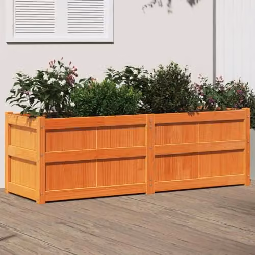 vidaXL Rustic Waxed Brown Pine Wood Garden Planter Tub W/D/H: 150 x 50 x 50 cm – 2