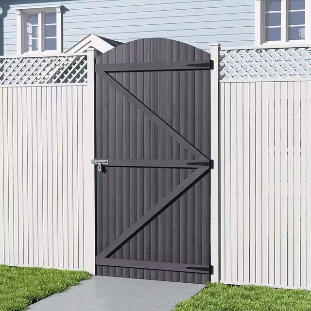 Lifeideas Wooden Arch Garden Gate in Grey, H 210 cm x W 105 cm