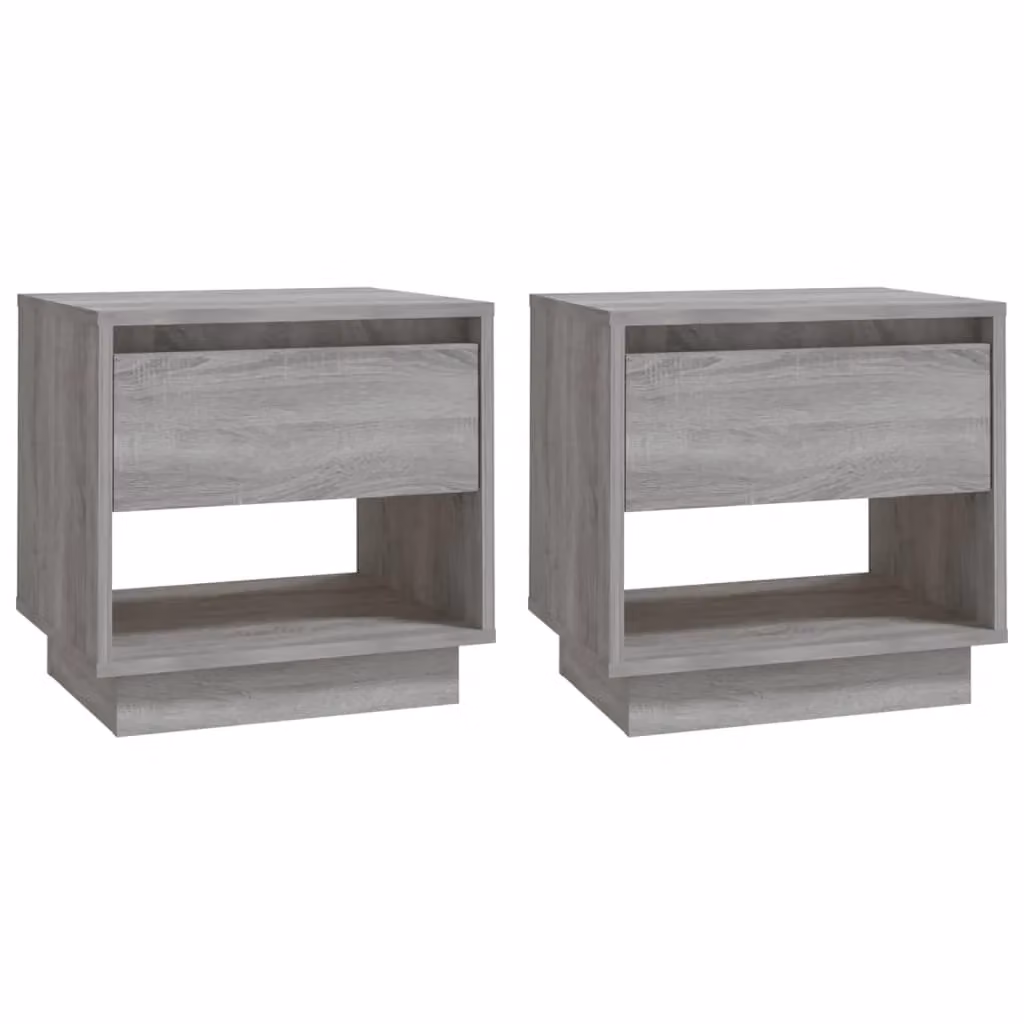 Berkfield Home Set of 2 Bedside Cabinets in Grey Sonoma, W: 45 cm, D: 34 cm, H: 44 cm – 1