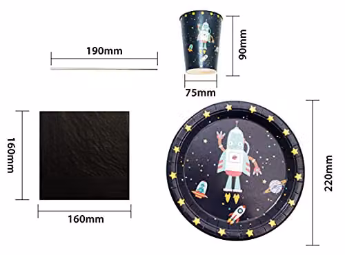 Cheetah 40 Piece Multicolour Childrens Party Tableware Set with Robot Design – 3