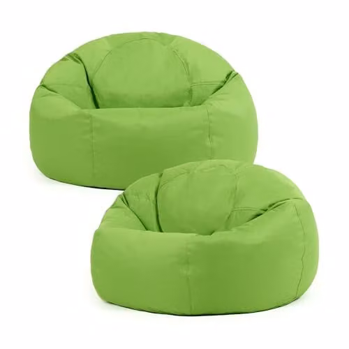 Bean Bag Bazaar Kingston Outdoor Bean Bags with Filling, 2 Pack, Green