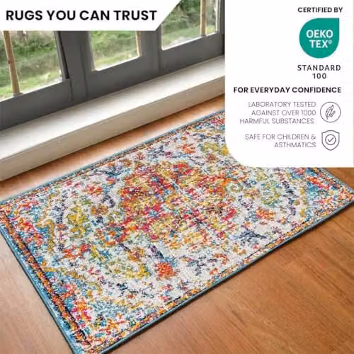 Livabliss Asmara Vintage Boho Multicolour Rug, W/D: 90 x 60 cm – 6
