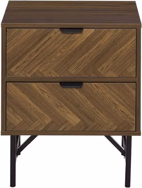 FORGEVIO Vintage Industrial 2 Drawer Bedside Nightstand Storage Cabinet in Brown – 1