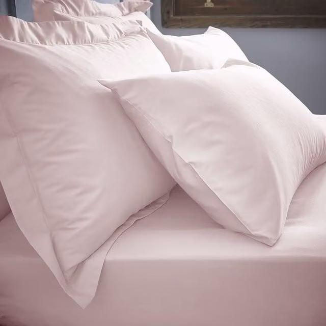 Bianca 200 Thread Count Cotton Percale Double Fitted Sheet Pink W/D/H: 140 x 200 x 32 cm