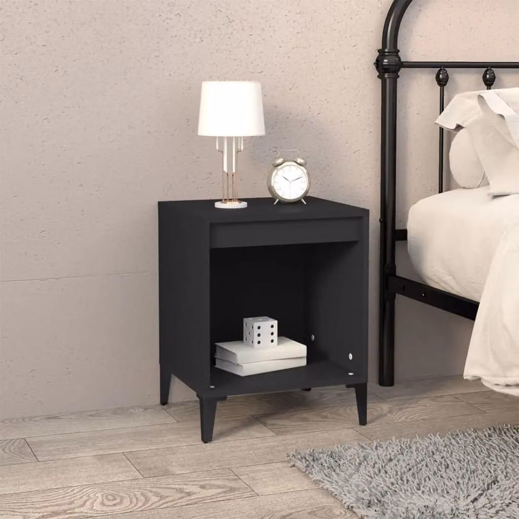 Berkfield Home Set of 2 Black Classic Bedside Cabinets, W/D/H: 40 x 35 x 50 cm – 3