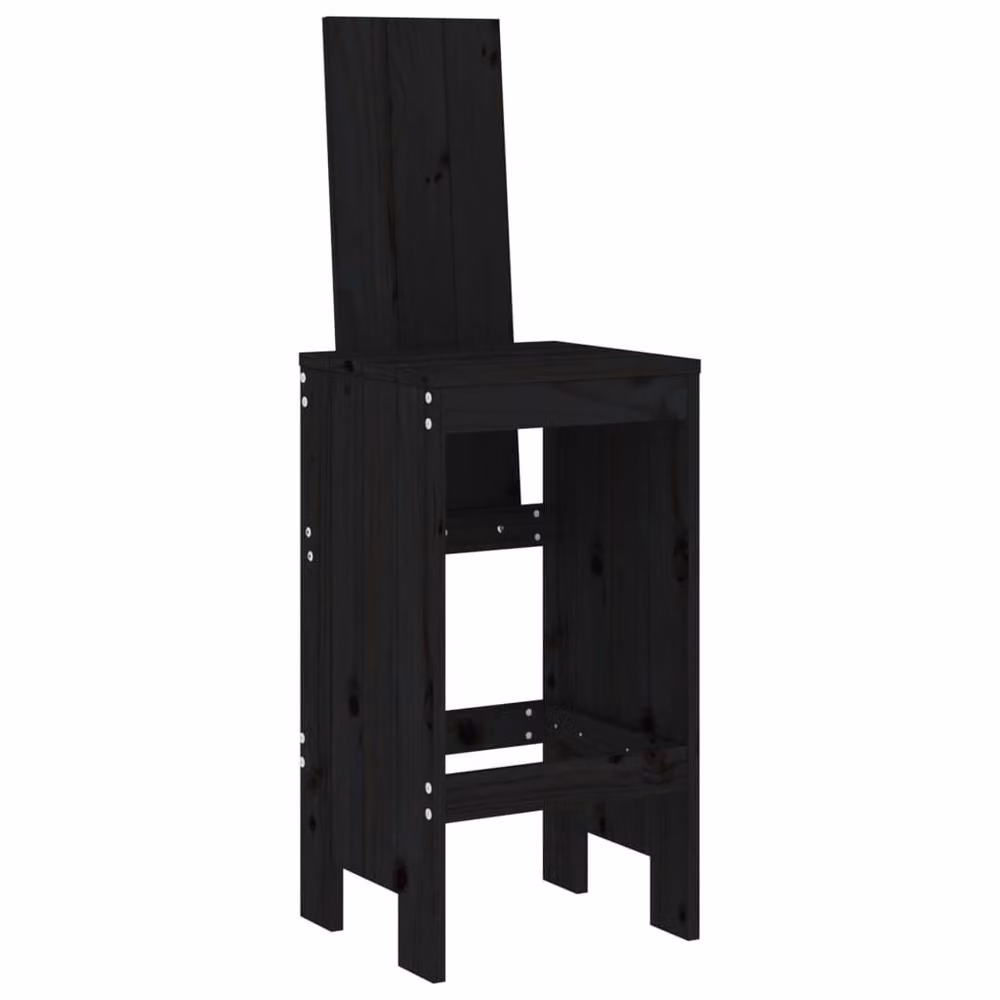 Berkfield Home Beautiful 3 Piece Black Solid Wood Pine Garden Bar Set – 2