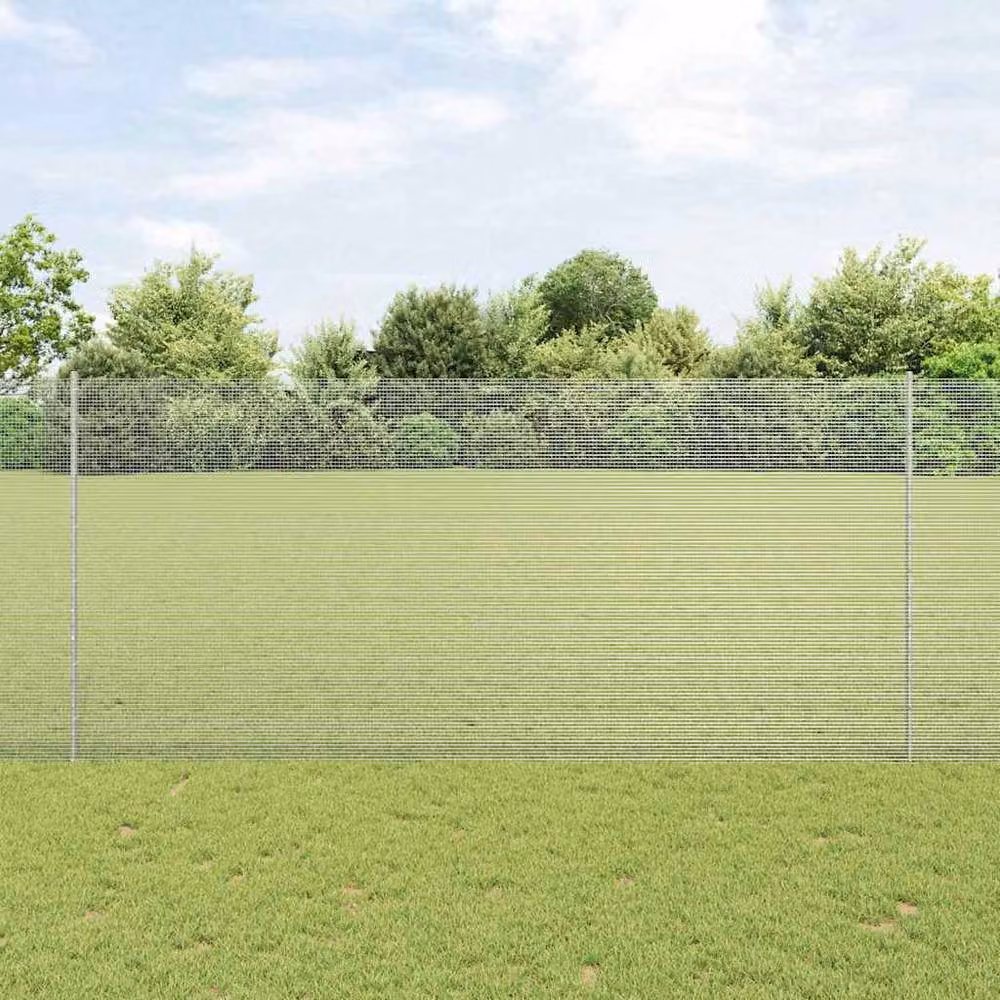 Berkfield Home Silver Galvanised Steel Welded Wire Fence with 10 U-Profile In-Ground Posts, W: 140 cm, L: 10 m – 2