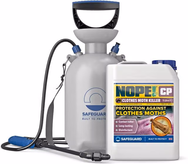 NOPE! Moth Killer 5 l and Pump Sprayer in Clear and White