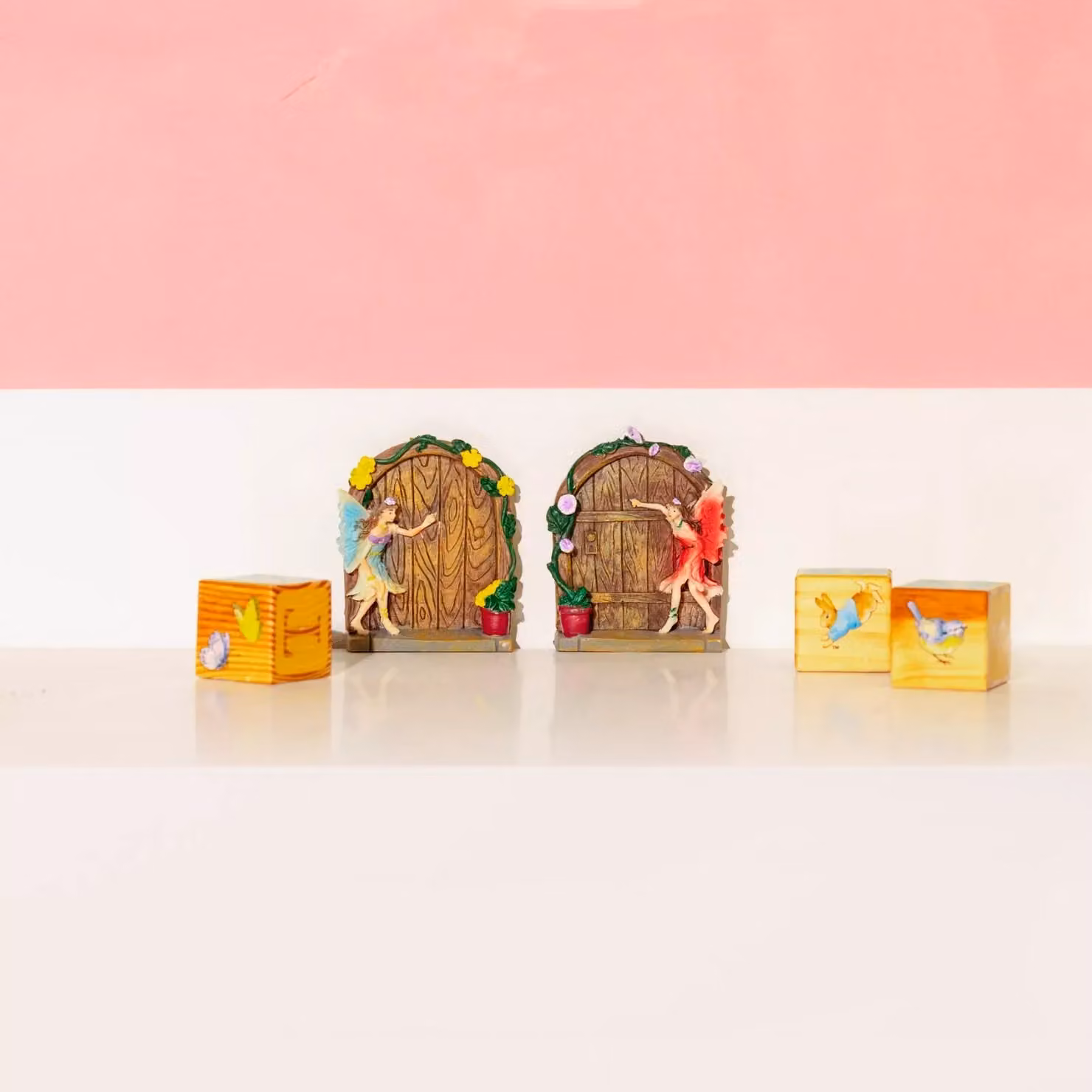 Marco Paul 2x Miniature Sparkle Fairy Doors in Blue and Multicolour – 2