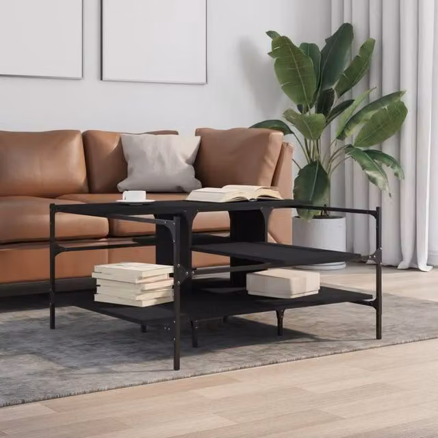 Berkfield Home Decorative Square Coffee Table in Black, W/D/H: 100 x 100 x 48.5 cm
