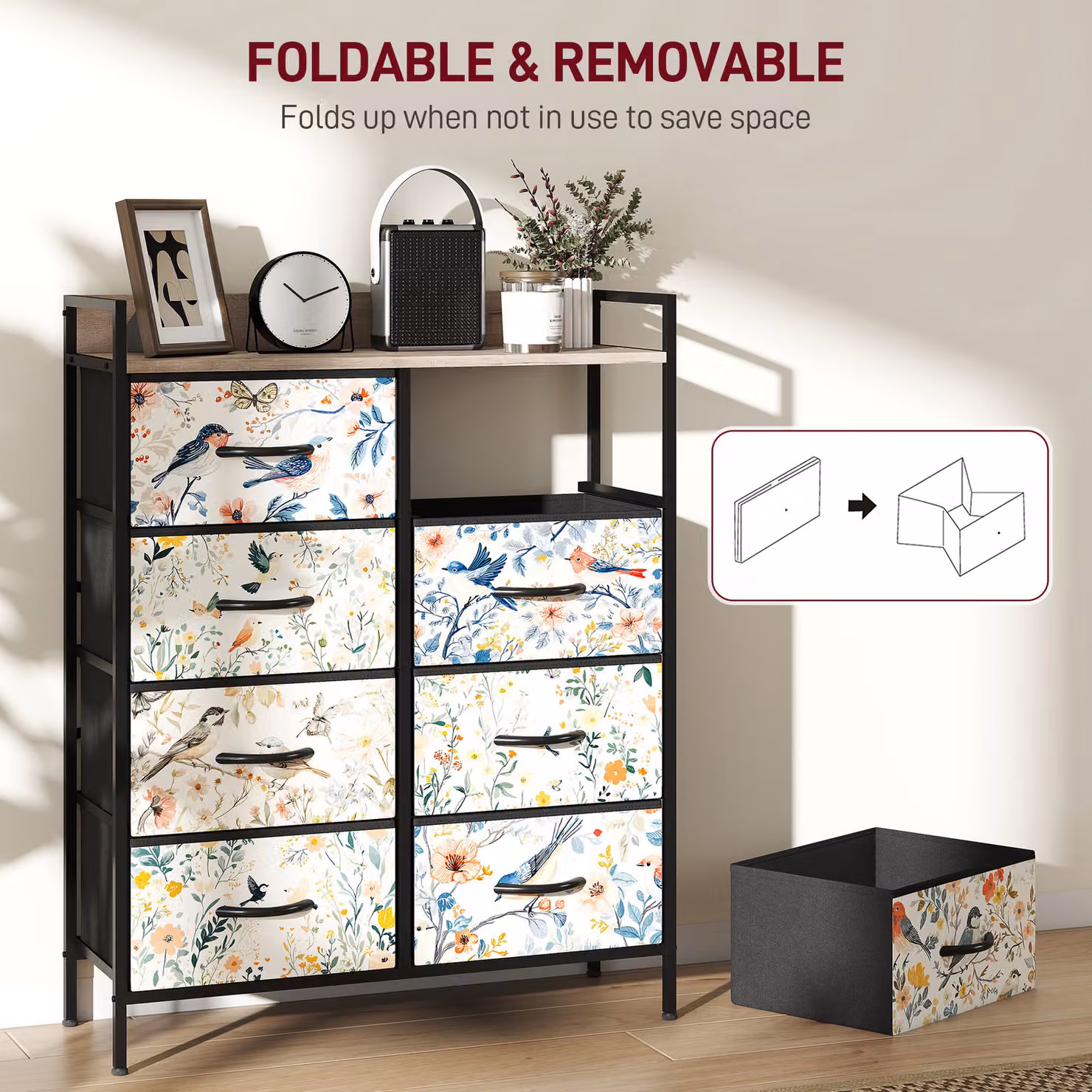 HOMCOM Modern White Metal 8-Drawer Chest of Drawers – 5