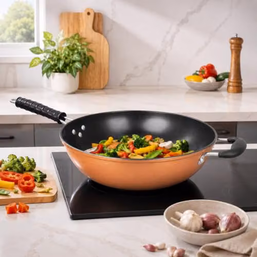 Gr8 Home Copper Style Non Stick Carbon Steel Wok Stir Fry Pan, 30 cm – 2