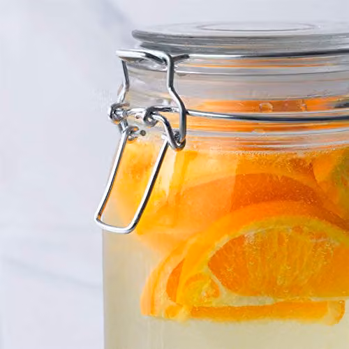 Nicola Spring Heart Design Glass Food Storage Jars with Orange Silicone Seals, Set of 6 – 2