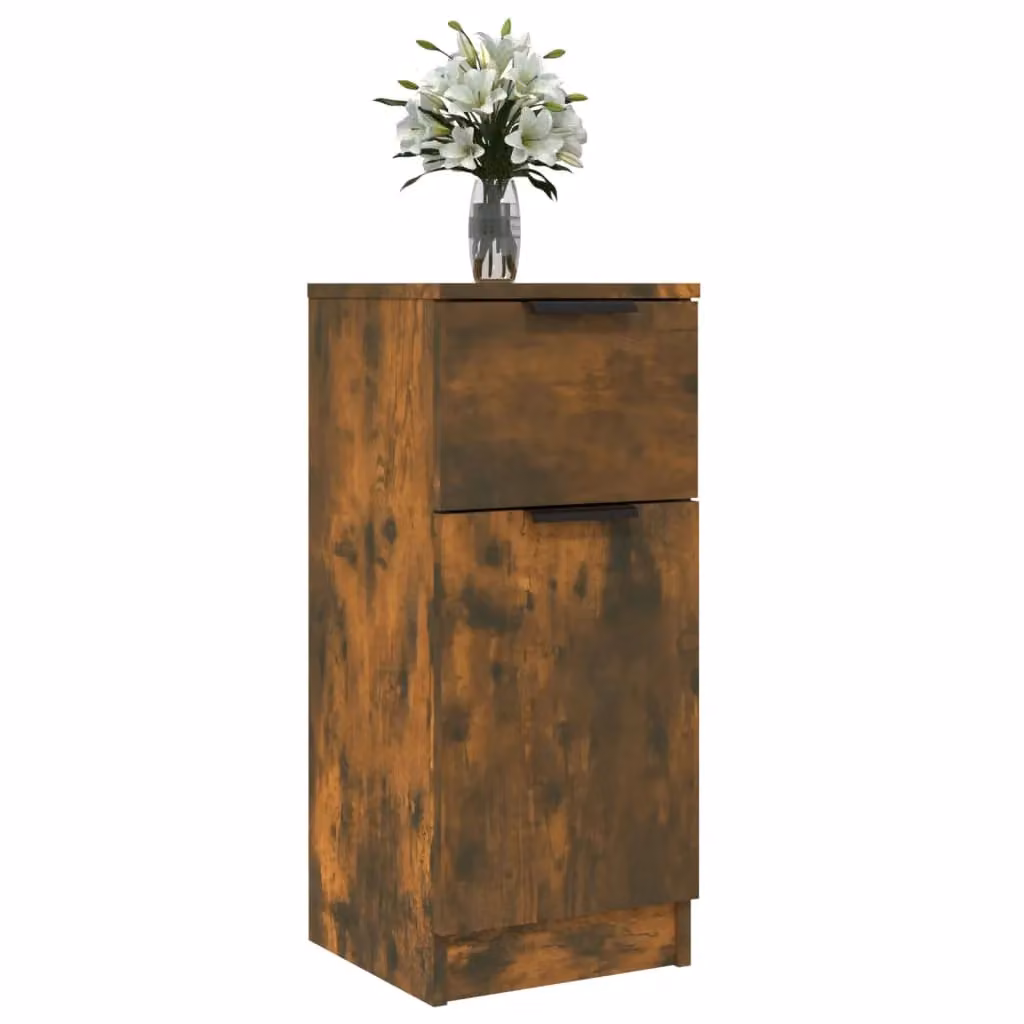 Berkfield Home Set of 2 Smoked Oak Sideboards in Brown, W/D/H: 30 x 30 x 70 cm – 3