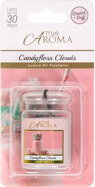 True Aroma Hanging Jar Scented Air Freshener in Pink Candyfloss Cloud