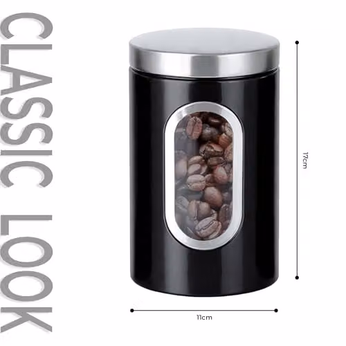 Innoteck 3 Piece Airtight and Leakproof Stainless Steel Kitchen Canister Set in Black – 6
