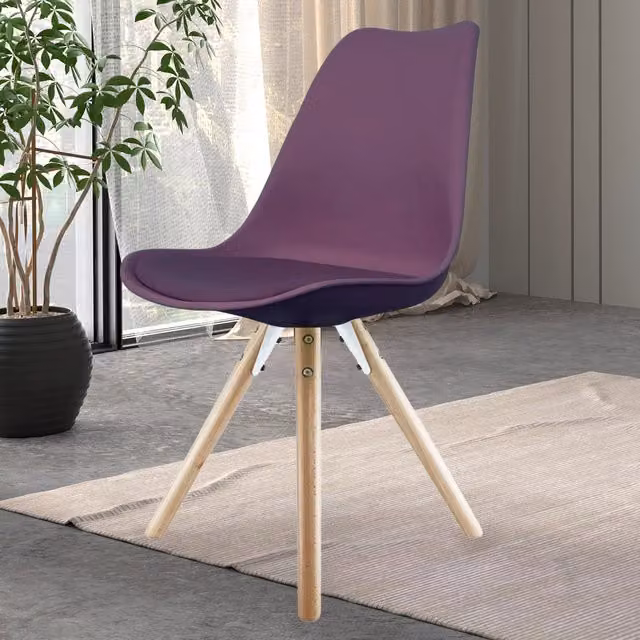 Fusion Living Soho Dining Chair with Pyramid Light Wood Legs - Purple