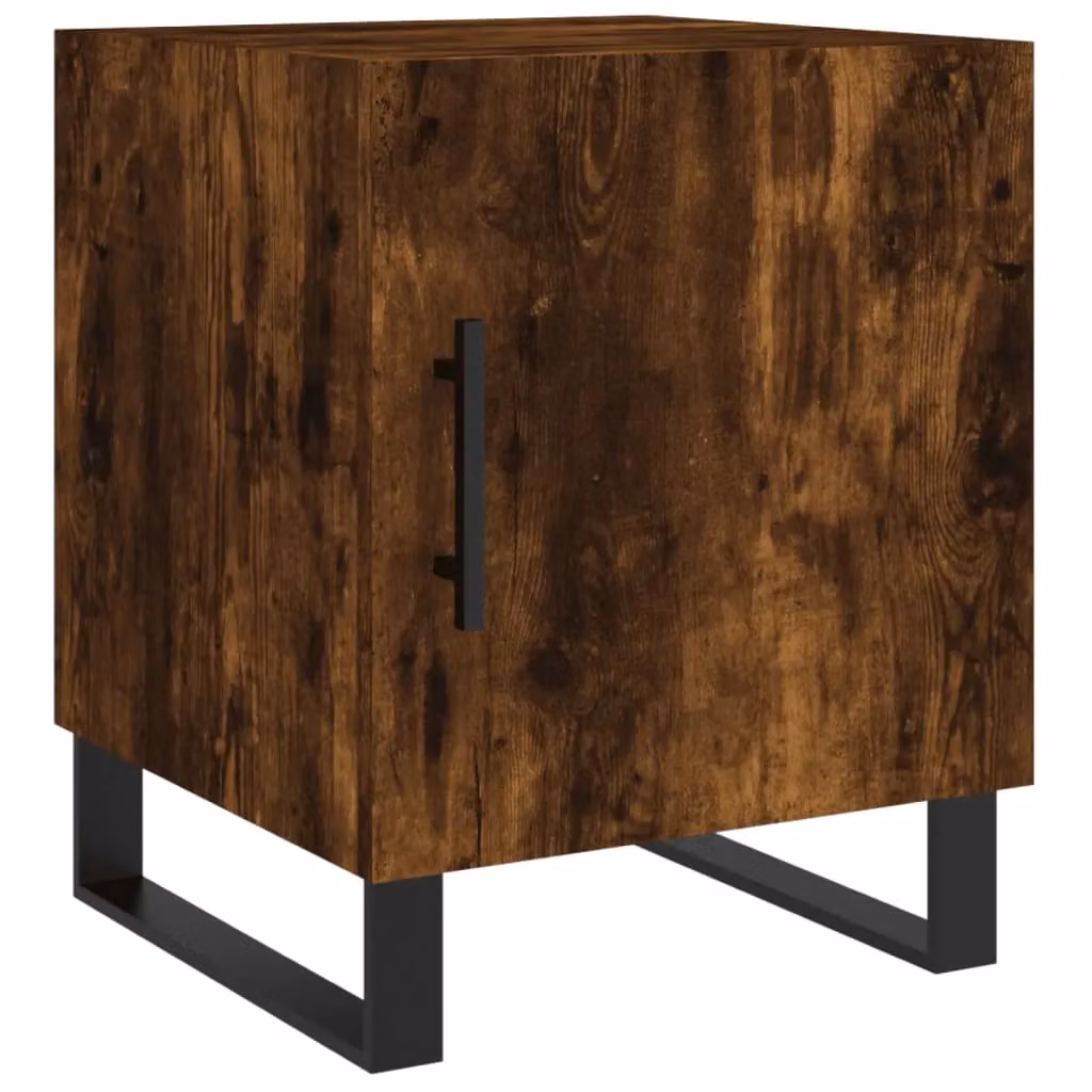 Berkfield Home Set of 2 Smoked Oak Bedside Cabinets in Brown, W/D/H: 40 x 40 x 50 cm – 3