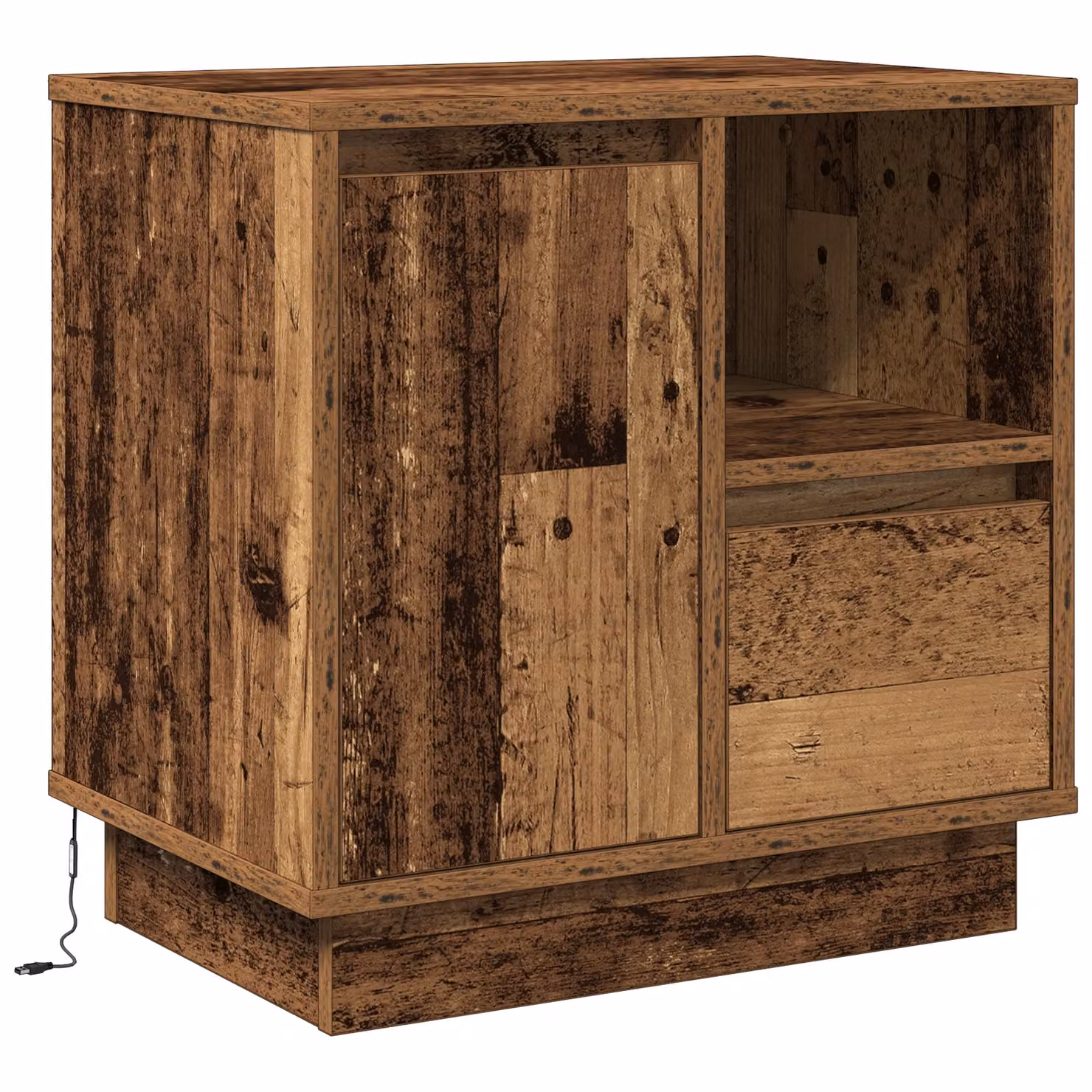 Berkfield Home Set of 2 Rustic Brown Bedside Cabinets with Integrated LED Lights, W/D/H: 50 x 34.5 x 50 cm – 2